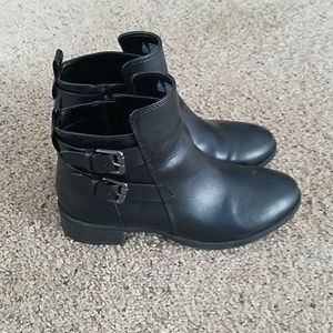 Black Booties With Buckle Detail.